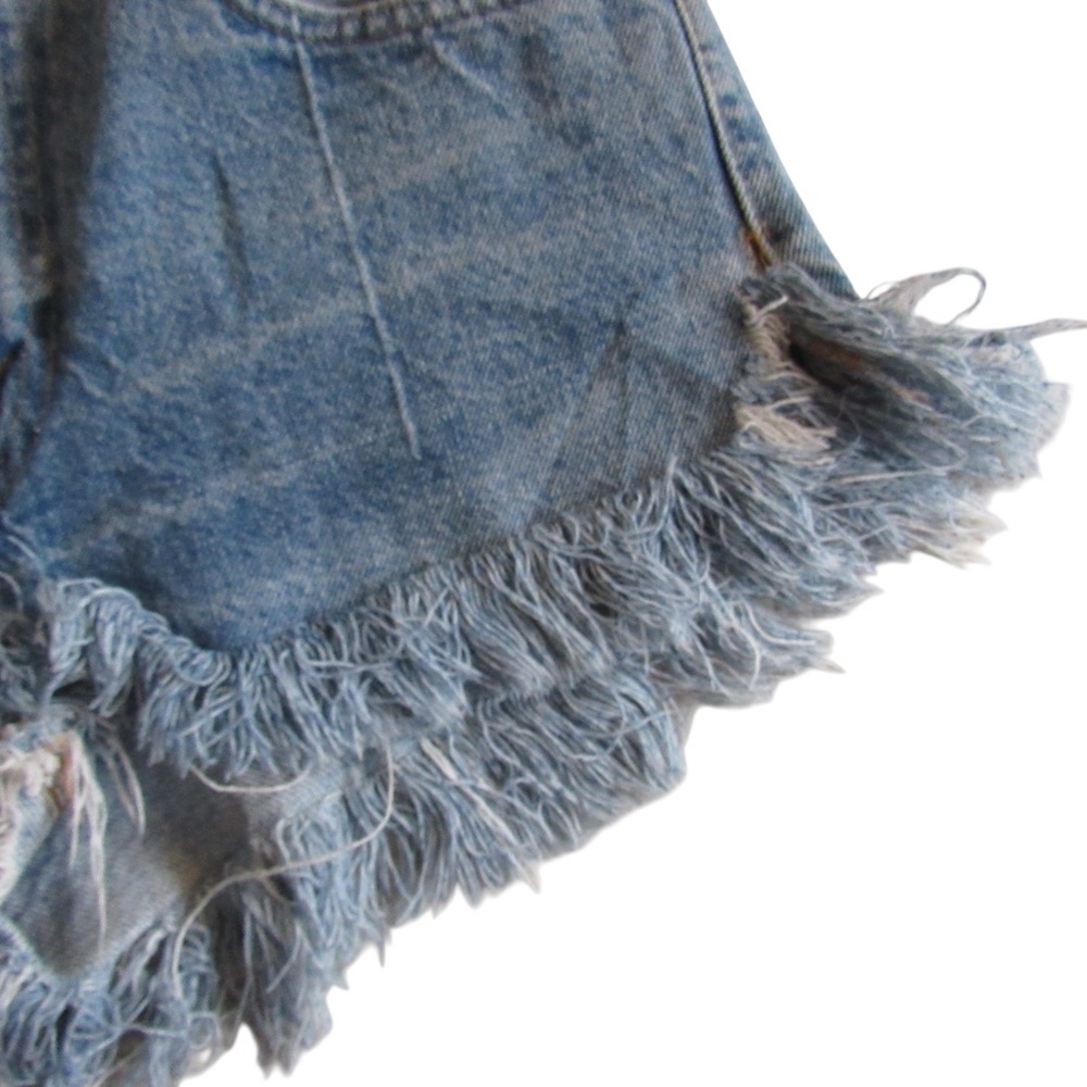 Levis Fringe Denim Shorts 30 DIY Light Wash Side Slits Cutoffs Boho Festival - Picture 4 of 9